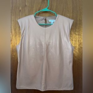 Calvin Klein leather shoulder padded blouse